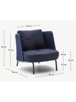 SORRENTO Sillón de aluminio y cuerda y cojines azul para terraza jardín de casa