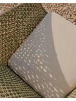 ILLOI fauteuil en bois de teck massif et rotin synthétique et coussin amovible pour l'intérieur et l'extérieur