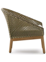 ILLOI fauteuil en bois de teck massif et rotin synthétique et coussin amovible pour l'intérieur et l'extérieur