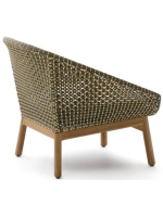 ILLOI fauteuil en bois de teck massif et rotin synthétique et coussin amovible pour l'intérieur et l'extérieur