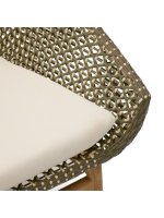 ILLOI fauteuil en bois de teck massif et rotin synthétique et coussin amovible pour l'intérieur et l'extérieur