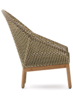 BETTY Sessel aus massivem Teakholz und synthetischem Rattan und abnehmbarem Kissen für drinnen und draußen