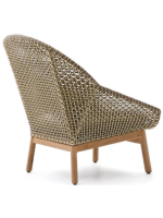 BETTY armchair in solid teak wood and synthetic rattan and removable cushion