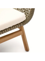 BETTY armchair in solid teak wood and synthetic rattan and removable cushion
