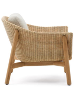 DONALD armchair in solid teak wood and synthetic rattan and removable cushions