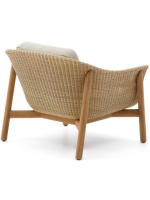 DONALD fauteuil en bois de teck massif et rotin synthétique et coussins amovibles pour l'intérieur et l'extérieur