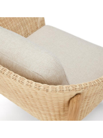 DONALD armchair in solid teak wood and synthetic rattan and removable cushions