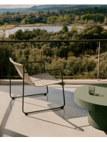 MERCURIO Fauteuil en corde synthétique grise et pieds en acier galvanisé vert pour l'extérieur