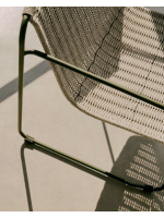 MERCURIO armchair in grey synthetic rope and green galvanized steel legs for outdoors