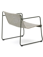 MERCURIO Sillón en cuerda sintética gris y patas de acero galvanizado verde para exterior