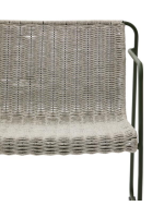 MERCURIO Fauteuil en corde synthétique grise et pieds en acier galvanisé vert pour l'extérieur