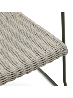 MERCURIO Sillón en cuerda sintética gris y patas de acero galvanizado verde para exterior