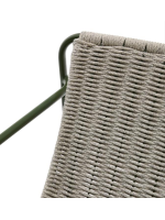MERCURIO Fauteuil en corde synthétique grise et pieds en acier galvanisé vert pour l'extérieur