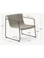 MERCURIO Sillón en cuerda sintética gris y patas de acero galvanizado verde para exterior