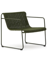 DAKY Sillón en cuerda sintética verde y patas de acero galvanizado verde para exterior