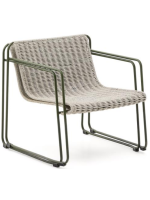 DAKY Sillón en cuerda sintética verde y patas de acero galvanizado verde para exterior