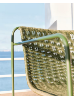 DAKY Sillón en cuerda sintética verde y patas de acero galvanizado verde para exterior