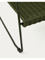 DAKY Fauteuil en corde synthétique verte et pieds en acier galvanisé vert pour l'extérieur
