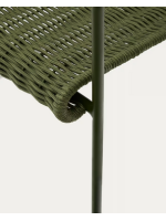 DAKY Fauteuil en corde synthétique verte et pieds en acier galvanisé vert pour l'extérieur