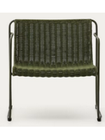 DAKY Fauteuil en corde synthétique verte et pieds en acier galvanisé vert pour l'extérieur
