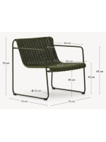 DAKY Sillón en cuerda sintética verde y patas de acero galvanizado verde para exterior