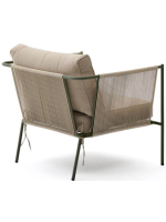 EDFU armchair in ecru synthetic rope and green galvanized steel legs for outdoors