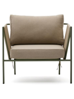 EDFU Fauteuil en corde synthétique ecru et pieds en acier galvanisé vert pour l'extérieur