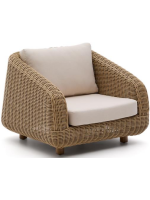 FLORIS Sillón en ratán sintético y cojines extraíbles para terrazas de jardín al aire libre HOUTS