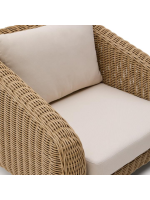 FLORIS Sillón en ratán sintético y cojines extraíbles para terrazas de jardín al aire libre HOUTS