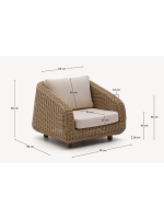 FLORIS Sillón en ratán sintético y cojines extraíbles para terrazas de jardín al aire libre HOUTS