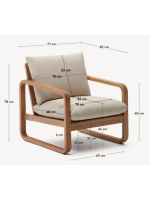 LOLA Fauteuil en bois de eucalyptus pour les terrasses de jardin en plein air et les intérieurs de maison ou de contrat