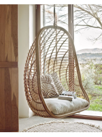 BURKLY Hängesessel aus gewebtem Rattan mit Kissen
