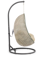 PORTLAND Fauteuil suspendu avec pied en rotin tressé avec coussins inclus pour intérieur ou extérieur