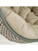 PORTLAND Fauteuil suspendu avec pied en rotin tressé avec coussins inclus pour intérieur ou extérieur