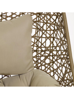 CULT suspended armchair in woven rattan with steel frame and and cushions included for indoor or outdoor