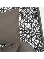 TICTAC suspended armchair in woven rattan with steel frame and and cushions included for indoor or outdoor