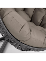 TICTAC poltrona sospesa in rattan intrecciato con struttura in acciaio e cuscini inclusi per interno o esterno