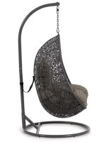 TICTAC suspended armchair in woven rattan with steel frame and and cushions included for indoor or outdoor