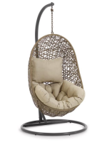 SOLO poltrona sospesa in rattan intrecciato con struttura in acciaio e cuscini inclusi per interno o esterno