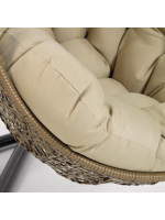 SOLO Sillón colgante en ratán tejido con estructura de acero y cojines incluidos para interior o exterior