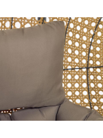 PARIDE suspended armchair in woven rattan with steel frame and and cushions included for indoor or outdoor
