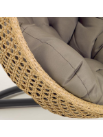 PARIDE suspended armchair in woven rattan with steel frame and and cushions included for indoor or outdoor