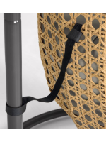 PARIDE fauteuil suspendue en rotin tressé avec structure en acier et coussins inclus pour intérieure ou extérieure
