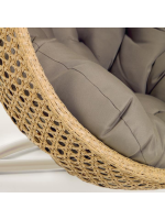 ALMA Sillón colgante en ratán tejido con estructura de acero y cojines incluidos para interior o exterior