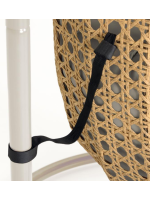 ALMA Sillón colgante en ratán tejido con estructura de acero y cojines incluidos para interior o exterior
