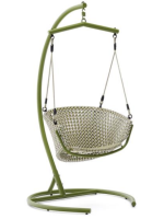 ARIA poltrona sospesa in rattan intrecciato con struttura in alluminio e cuscini inclusi per interno o esterno