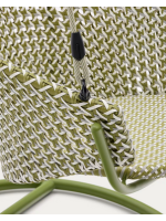 ARIA Sillón colgante en ratán tejido con estructura de aluminio y cojines incluidos para interior o exterior