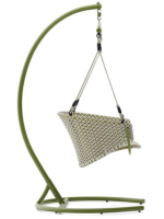 ARIA poltrona sospesa in rattan intrecciato con struttura in alluminio e cuscini inclusi per interno o esterno