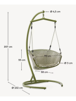 ARIA poltrona sospesa in rattan intrecciato con struttura in alluminio e cuscini inclusi per interno o esterno