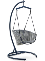 FORTE poltrona sospesa in rattan intrecciato con struttura in alluminio e cuscini inclusi per interno o esterno